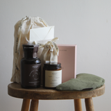 The Bride Gift Bundle with bath salts, candle, loose leaf tea, pulse point roll on and a weighted eye