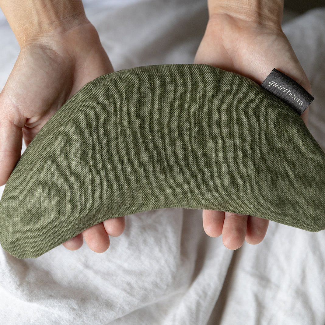 dark green linen weighted eye pillow